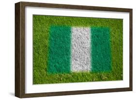 Flag of Nigeria on Grass-raphtong-Framed Art Print