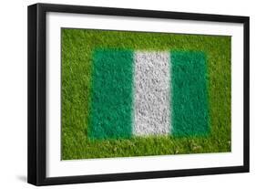 Flag of Nigeria on Grass-raphtong-Framed Art Print