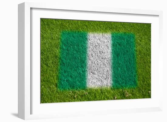 Flag of Nigeria on Grass-raphtong-Framed Art Print