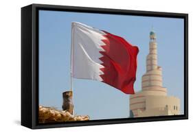 Flag of Qatar and Islamic Cultural Centre, Doha, Qatar, Middle East-Frank Fell-Framed Stretched Canvas