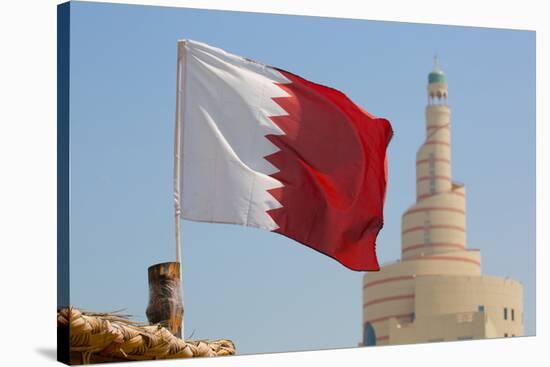 Flag of Qatar and Islamic Cultural Centre, Doha, Qatar, Middle East-Frank Fell-Stretched Canvas