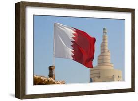 Flag of Qatar and Islamic Cultural Centre, Doha, Qatar, Middle East-Frank Fell-Framed Photographic Print