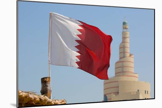 Flag of Qatar and Islamic Cultural Centre, Doha, Qatar, Middle East-Frank Fell-Mounted Photographic Print