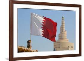 Flag of Qatar and Islamic Cultural Centre, Doha, Qatar, Middle East-Frank Fell-Framed Photographic Print