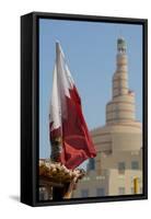 Flag of Qatar and Islamic Cultural Centre, Doha, Qatar, Middle East-Frank Fell-Framed Stretched Canvas