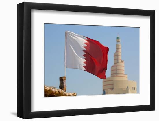 Flag of Qatar and Islamic Cultural Centre, Doha, Qatar, Middle East-Frank Fell-Framed Photographic Print