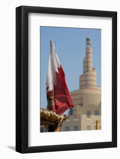 Flag of Qatar and Islamic Cultural Centre, Doha, Qatar, Middle East-Frank Fell-Framed Photographic Print