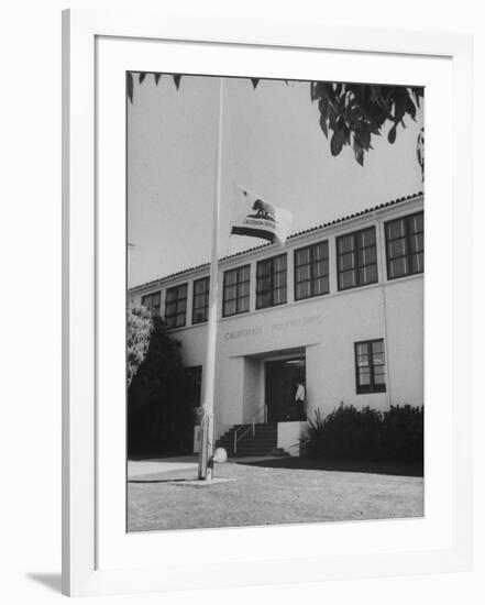 Flag of Republic of California Flying at Half Mast Following Plane Crash-Ralph Crane-Framed Photographic Print