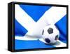 Flag of Scotland with Football in Front of It-Mikhail Mishchenko-Framed Stretched Canvas