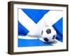 Flag of Scotland with Football in Front of It-Mikhail Mishchenko-Framed Art Print