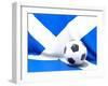 Flag of Scotland with Football in Front of It-Mikhail Mishchenko-Framed Art Print