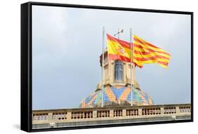 Flag of Spain and Catalonia, Barcelona, Spain-jiawangkun-Framed Stretched Canvas