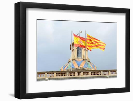 Flag of Spain and Catalonia, Barcelona, Spain-jiawangkun-Framed Photographic Print