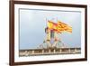 Flag of Spain and Catalonia, Barcelona, Spain-jiawangkun-Framed Photographic Print