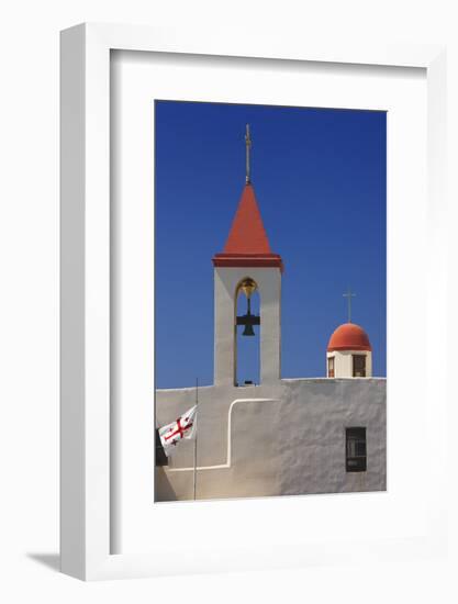 Flag of the Knights Templar at St. John's Church in Akko-Jon Hicks-Framed Photographic Print