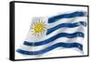 Flag of Uruguay in the Wind with a Texture-TINTIN75-Framed Stretched Canvas