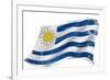 Flag of Uruguay in the Wind with a Texture-TINTIN75-Framed Art Print