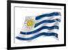 Flag of Uruguay in the Wind with a Texture-TINTIN75-Framed Art Print