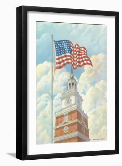 Flag over Indepence Hall, Philadelphia, Pennsylvania-null-Framed Art Print