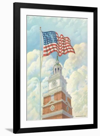 Flag over Indepence Hall, Philadelphia, Pennsylvania-null-Framed Art Print