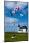 Flag Pole in Front of a Church in Flower Cove, Newfoundland, Canada, North America-Michael Runkel-Mounted Photographic Print