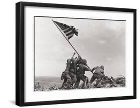 Flag Raising on Iwo Jima, c.1945-Joe Rosenthal-Framed Art Print