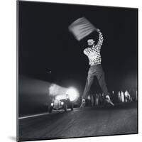 Flag Waver Beginning Drag Race-Hank Walker-Mounted Photographic Print