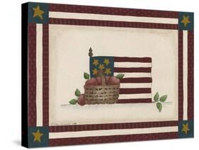 Flag with Basket of Apples-Debbie McMaster-Stretched Canvas