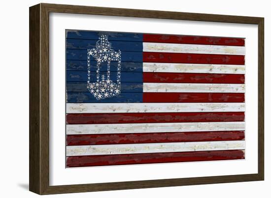 Flag with Paul Revere's Lantern-Lantern Press-Framed Art Print