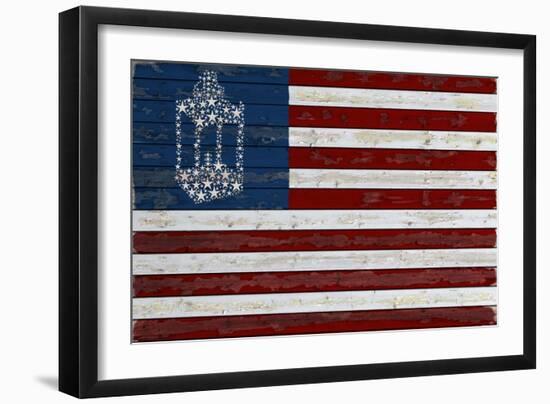 Flag with Paul Revere's Lantern-Lantern Press-Framed Art Print