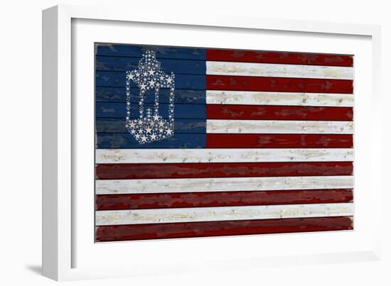 Flag with Paul Revere's Lantern-Lantern Press-Framed Art Print