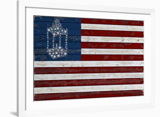 Flag with Paul Revere's Lantern-Lantern Press-Framed Premium Giclee Print