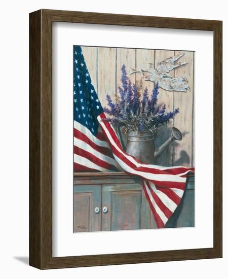 Flag with Purple Flowers-unknown Chiu-Framed Art Print