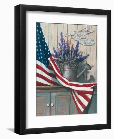 Flag with Purple Flowers-unknown Chiu-Framed Art Print