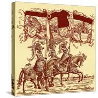 Flagbearers on horseback-Hans Burgkmair-Stretched Canvas