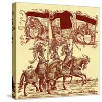 Flagbearers on horseback-Hans Burgkmair-Stretched Canvas