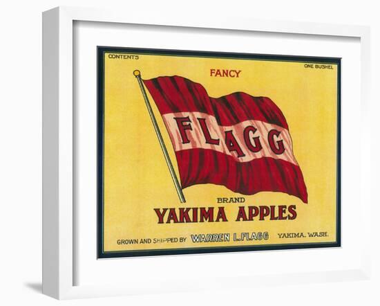 Flagg Apple Label - Yakima, WA-Lantern Press-Framed Art Print