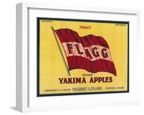 Flagg Apple Label - Yakima, WA-Lantern Press-Framed Art Print