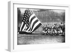 Flagged Raising American Flag on Opening Day, Ebbets Field, Baseball Photo - New York, NY-Lantern Press-Framed Art Print