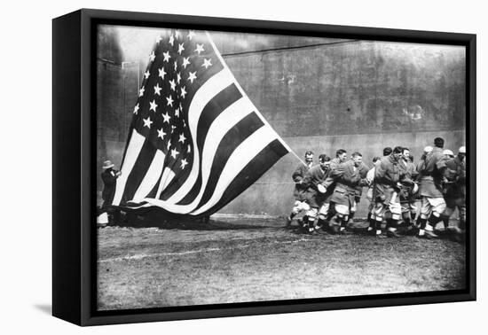 Flagged Raising American Flag on Opening Day, Ebbets Field, Baseball Photo - New York, NY-Lantern Press-Framed Stretched Canvas