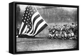 Flagged Raising American Flag on Opening Day, Ebbets Field, Baseball Photo - New York, NY-Lantern Press-Framed Stretched Canvas