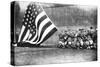 Flagged Raising American Flag on Opening Day, Ebbets Field, Baseball Photo - New York, NY-Lantern Press-Stretched Canvas