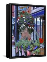 Flags and Flowers, Philipsburg, Montana, USA-Chuck Haney-Framed Stretched Canvas