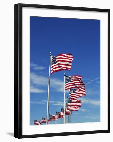 Flags at Washington Monument-David Papazian-Framed Premium Photographic Print