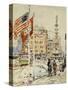 Flags, Columbus Circle, 1918-Childe Hassam-Stretched Canvas