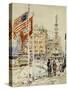 Flags, Columbus Circle, 1918-Childe Hassam-Stretched Canvas