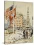 Flags, Columbus Circle, 1918-Childe Hassam-Stretched Canvas