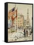 Flags, Columbus Circle, 1918-Childe Hassam-Framed Stretched Canvas