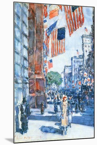 Flags, Fifth Avenue-Childe Hassam-Mounted Art Print