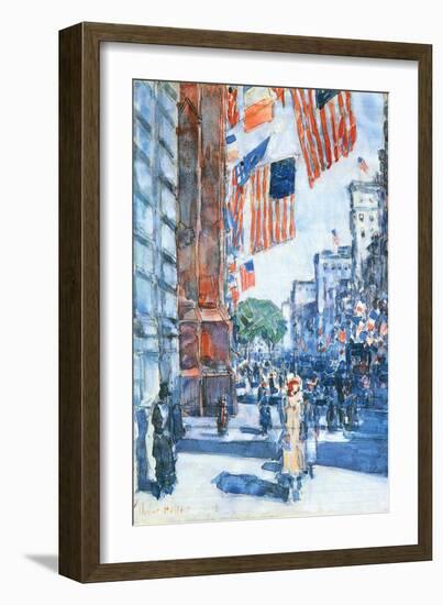 Flags, Fifth Avenue-Childe Hassam-Framed Art Print